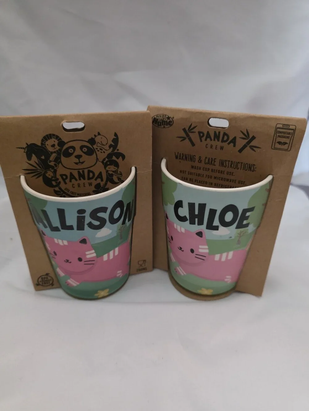 Panda Crew Cat Kitten Kittens Kids Cup - Personalized Name Options